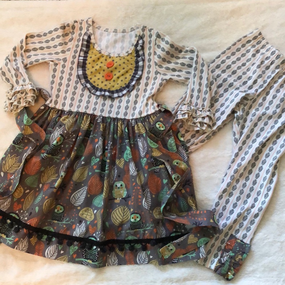 Eleanor Rose Owl Fall Leaves Outfit
